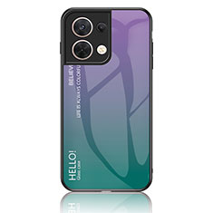 Custodia Silicone Specchio Laterale Sfumato Arcobaleno Cover LS1 per Oppo Reno9 Pro 5G Multicolore