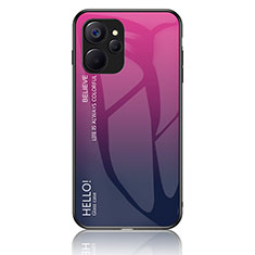 Custodia Silicone Specchio Laterale Sfumato Arcobaleno Cover LS1 per Realme 10 5G Rosa Caldo