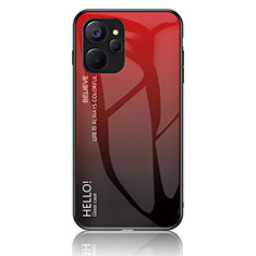Custodia Silicone Specchio Laterale Sfumato Arcobaleno Cover LS1 per Realme 10 5G Rosso