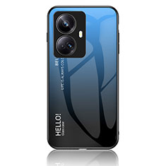 Custodia Silicone Specchio Laterale Sfumato Arcobaleno Cover LS1 per Realme 10 Pro+ Plus 5G Blu