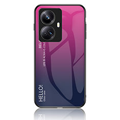 Custodia Silicone Specchio Laterale Sfumato Arcobaleno Cover LS1 per Realme 10 Pro+ Plus 5G Rosa Caldo