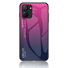 Custodia Silicone Specchio Laterale Sfumato Arcobaleno Cover LS1 per Realme 10S 5G Rosa Caldo