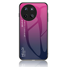 Custodia Silicone Specchio Laterale Sfumato Arcobaleno Cover LS1 per Realme 11 4G Rosa Caldo