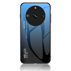 Custodia Silicone Specchio Laterale Sfumato Arcobaleno Cover LS1 per Realme 11 Pro 5G Blu