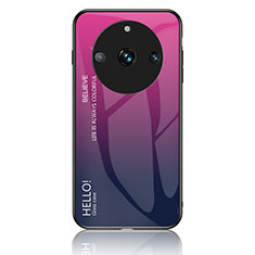 Custodia Silicone Specchio Laterale Sfumato Arcobaleno Cover LS1 per Realme 11 Pro 5G Rosa Caldo