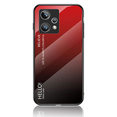 Custodia Silicone Specchio Laterale Sfumato Arcobaleno Cover LS1 per Realme 9 Pro+ Plus 5G Rosso