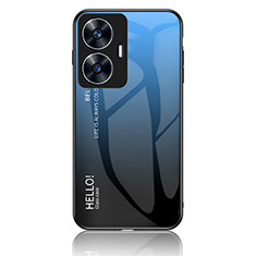 Custodia Silicone Specchio Laterale Sfumato Arcobaleno Cover LS1 per Realme C55 Blu