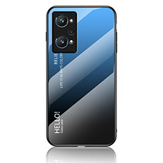 Custodia Silicone Specchio Laterale Sfumato Arcobaleno Cover LS1 per Realme GT Neo 3T 5G Blu
