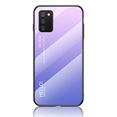 Custodia Silicone Specchio Laterale Sfumato Arcobaleno Cover LS1 per Samsung Galaxy A02s Lavanda