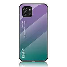 Custodia Silicone Specchio Laterale Sfumato Arcobaleno Cover LS1 per Samsung Galaxy A03 Multicolore