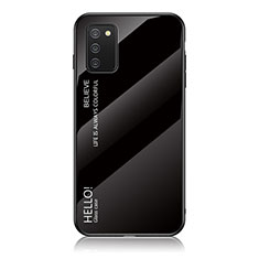 Custodia Silicone Specchio Laterale Sfumato Arcobaleno Cover LS1 per Samsung Galaxy A03s Nero