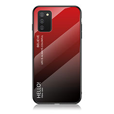 Custodia Silicone Specchio Laterale Sfumato Arcobaleno Cover LS1 per Samsung Galaxy A03s Rosso