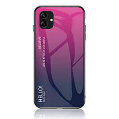 Custodia Silicone Specchio Laterale Sfumato Arcobaleno Cover LS1 per Samsung Galaxy A04E Rosa Caldo