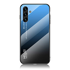 Custodia Silicone Specchio Laterale Sfumato Arcobaleno Cover LS1 per Samsung Galaxy A04s Blu