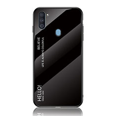 Custodia Silicone Specchio Laterale Sfumato Arcobaleno Cover LS1 per Samsung Galaxy A11 Nero