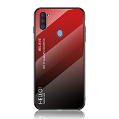 Custodia Silicone Specchio Laterale Sfumato Arcobaleno Cover LS1 per Samsung Galaxy A11 Rosso