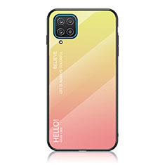 Custodia Silicone Specchio Laterale Sfumato Arcobaleno Cover LS1 per Samsung Galaxy A12 Giallo