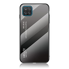 Custodia Silicone Specchio Laterale Sfumato Arcobaleno Cover LS1 per Samsung Galaxy A12 Grigio Scuro