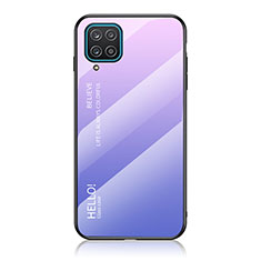 Custodia Silicone Specchio Laterale Sfumato Arcobaleno Cover LS1 per Samsung Galaxy A12 Lavanda