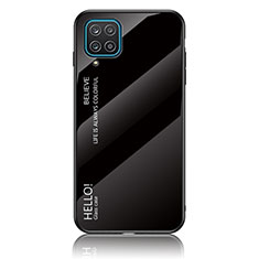 Custodia Silicone Specchio Laterale Sfumato Arcobaleno Cover LS1 per Samsung Galaxy A12 Nero