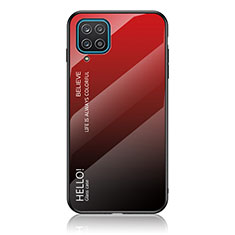 Custodia Silicone Specchio Laterale Sfumato Arcobaleno Cover LS1 per Samsung Galaxy A12 Rosso
