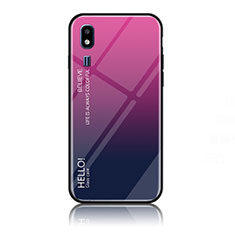 Custodia Silicone Specchio Laterale Sfumato Arcobaleno Cover LS1 per Samsung Galaxy A2 Core A260F A260G Rosa Caldo