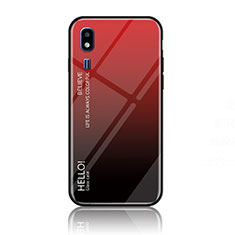 Custodia Silicone Specchio Laterale Sfumato Arcobaleno Cover LS1 per Samsung Galaxy A2 Core A260F A260G Rosso