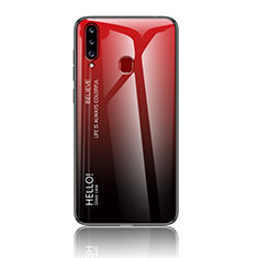 Custodia Silicone Specchio Laterale Sfumato Arcobaleno Cover LS1 per Samsung Galaxy A20s Rosso