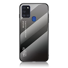 Custodia Silicone Specchio Laterale Sfumato Arcobaleno Cover LS1 per Samsung Galaxy A21s Grigio Scuro
