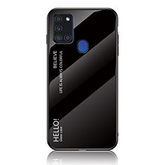 Custodia Silicone Specchio Laterale Sfumato Arcobaleno Cover LS1 per Samsung Galaxy A21s Nero