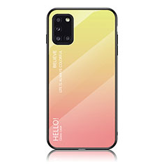 Custodia Silicone Specchio Laterale Sfumato Arcobaleno Cover LS1 per Samsung Galaxy A31 Giallo