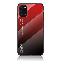 Custodia Silicone Specchio Laterale Sfumato Arcobaleno Cover LS1 per Samsung Galaxy A31 Rosso