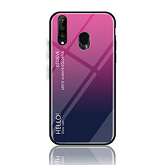 Custodia Silicone Specchio Laterale Sfumato Arcobaleno Cover LS1 per Samsung Galaxy A40s Rosa Caldo