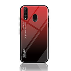 Custodia Silicone Specchio Laterale Sfumato Arcobaleno Cover LS1 per Samsung Galaxy A40s Rosso