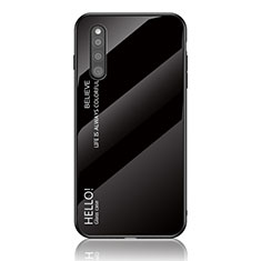 Custodia Silicone Specchio Laterale Sfumato Arcobaleno Cover LS1 per Samsung Galaxy A41 SC-41A Nero