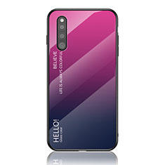 Custodia Silicone Specchio Laterale Sfumato Arcobaleno Cover LS1 per Samsung Galaxy A41 SC-41A Rosa Caldo
