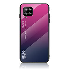 Custodia Silicone Specchio Laterale Sfumato Arcobaleno Cover LS1 per Samsung Galaxy A42 5G Rosa Caldo