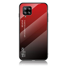 Custodia Silicone Specchio Laterale Sfumato Arcobaleno Cover LS1 per Samsung Galaxy A42 5G Rosso