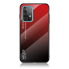 Custodia Silicone Specchio Laterale Sfumato Arcobaleno Cover LS1 per Samsung Galaxy A52 5G Rosso