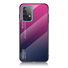 Custodia Silicone Specchio Laterale Sfumato Arcobaleno Cover LS1 per Samsung Galaxy A52s 5G Rosa Caldo