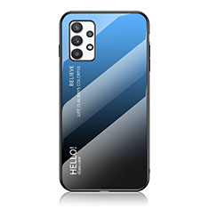 Custodia Silicone Specchio Laterale Sfumato Arcobaleno Cover LS1 per Samsung Galaxy A53 5G Blu