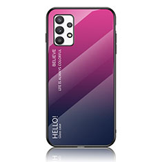 Custodia Silicone Specchio Laterale Sfumato Arcobaleno Cover LS1 per Samsung Galaxy A53 5G Rosa Caldo