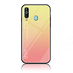 Custodia Silicone Specchio Laterale Sfumato Arcobaleno Cover LS1 per Samsung Galaxy A60 Giallo