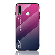 Custodia Silicone Specchio Laterale Sfumato Arcobaleno Cover LS1 per Samsung Galaxy A70E Rosa Caldo