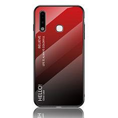 Custodia Silicone Specchio Laterale Sfumato Arcobaleno Cover LS1 per Samsung Galaxy A70E Rosso