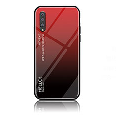 Custodia Silicone Specchio Laterale Sfumato Arcobaleno Cover LS1 per Samsung Galaxy A70S Rosso