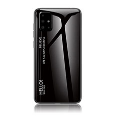 Custodia Silicone Specchio Laterale Sfumato Arcobaleno Cover LS1 per Samsung Galaxy A71 4G A715 Nero