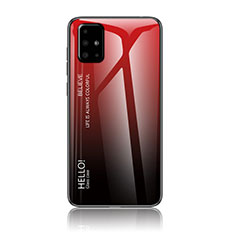 Custodia Silicone Specchio Laterale Sfumato Arcobaleno Cover LS1 per Samsung Galaxy A71 4G A715 Rosso