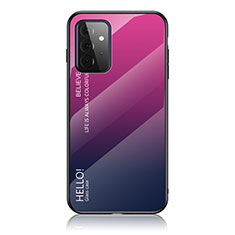 Custodia Silicone Specchio Laterale Sfumato Arcobaleno Cover LS1 per Samsung Galaxy A72 4G Rosa Caldo