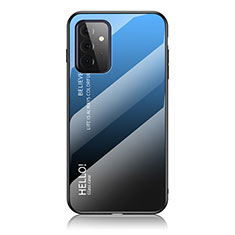 Custodia Silicone Specchio Laterale Sfumato Arcobaleno Cover LS1 per Samsung Galaxy A72 5G Blu
